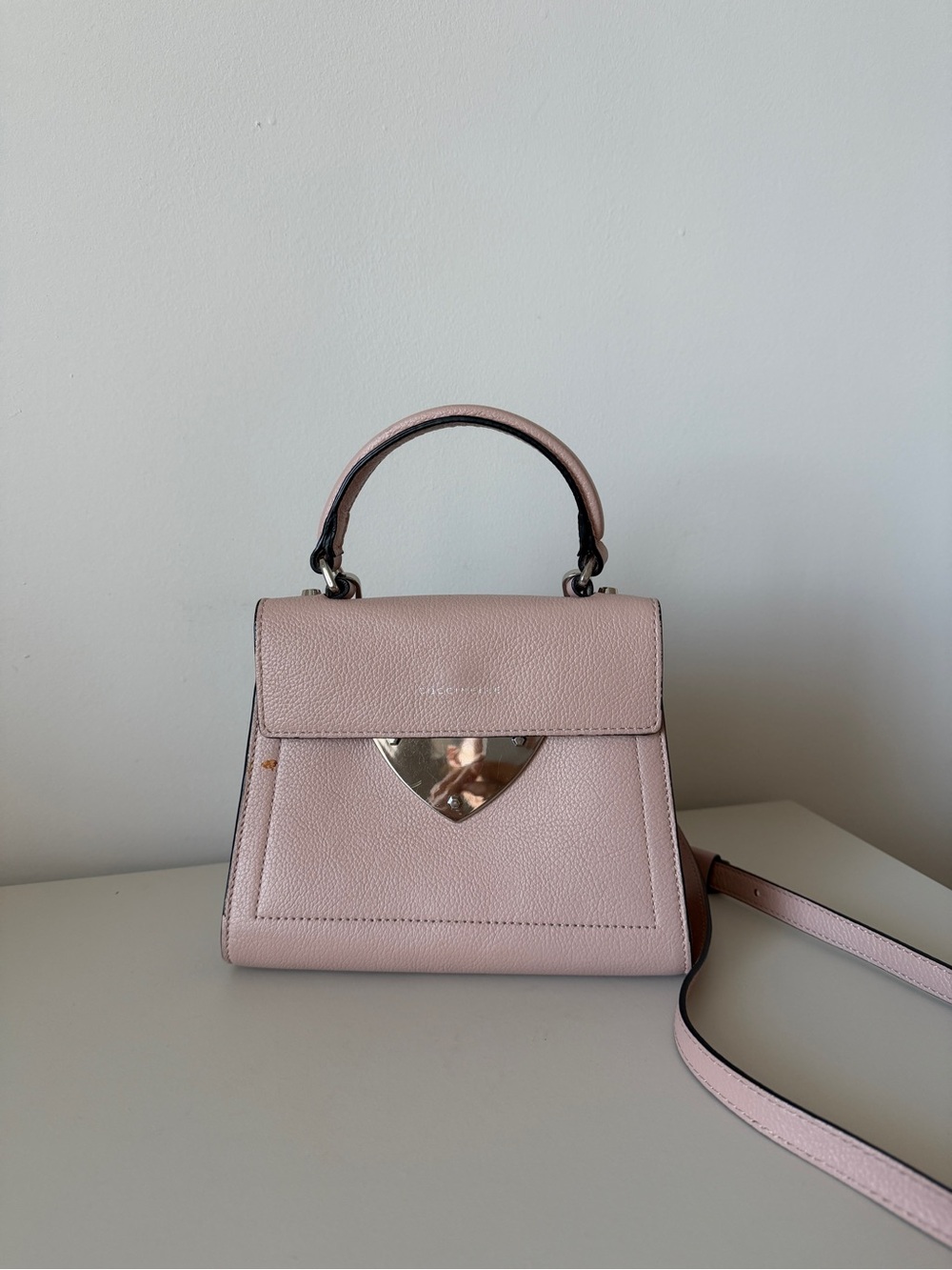 Coccinelle Pink Leather Crossbody Top Handle Bag